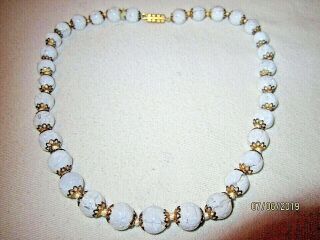 Antique Vtg Murano Style Clouded Smoky White Art Glass Luxury Estate Necklace