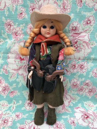 Vintage Doll In Leather & Suede Cowboy Western Costume 8”