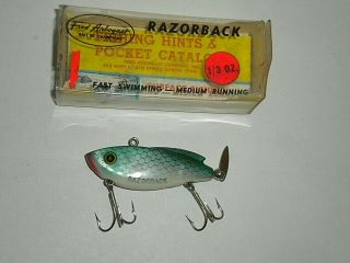 Vintage Fred Arbogast Razorback Fishing Lure W/ Box And Insert