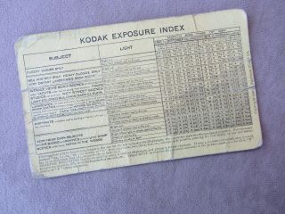 Antique 1910 Kodak Exposure Index Card Scale For Different Seasons Conditions,