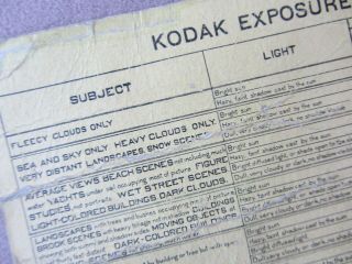 Antique 1910 Kodak Exposure Index Card Scale for Different Seasons Conditions, 5