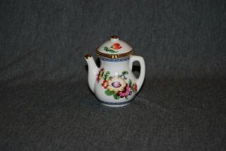 Darling Porcelain Teapot Trinket Box W/hinged Lid Floral Pattern