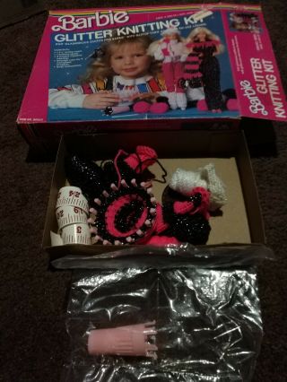 Vtg 80s Barbie Glitter Knitting Kit Avalon Doll Clothes