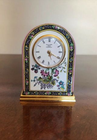 Halcyon Days Enamel Miniature Clock