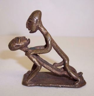 Vintage Miniature Bronze Tribal Gold Weight African Fertility Erotic Art Erotica