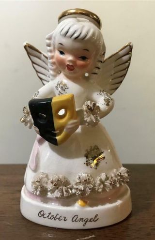 Vintage Napco October Halloween Mask Birthday Girl Angel Figurine
