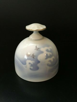 Fukagawa Porcelain Bell Arita Japan Blue Waves And White Bird Design