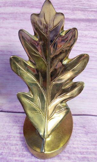 Brass Leaf Bookends Philadelphia Manufacturing Co Heavy Pair MCM Vintage Leaves 3