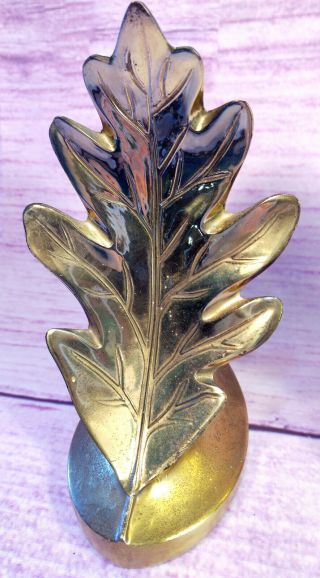 Brass Leaf Bookends Philadelphia Manufacturing Co Heavy Pair MCM Vintage Leaves 4