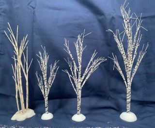 Dept 56 & Other Village Set Of 4 Winter Birch Trees Christmas Accessories I267