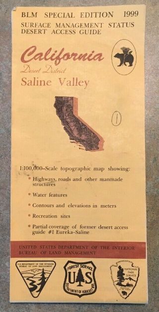 Usgs Blm Edition Topographic Map California Saline Valley Desert District