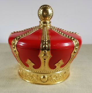 Sankyo Music Box Ornate Crown Shape Red In Wood Box Vintage