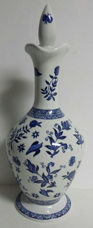 Vintage Coalport Porcelain China Made In England Blue & White Decanter Vase