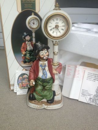 Vintage Melody In Motion Animated Whistling Willie Hobo Clown &clock/ Box15.  5 " H