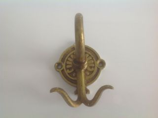 Antique Victorian Solid Brass Triple Coat Hook