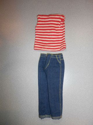 Vintage Barbie Picnic Set 967 Jeans & Striped T - Shirt