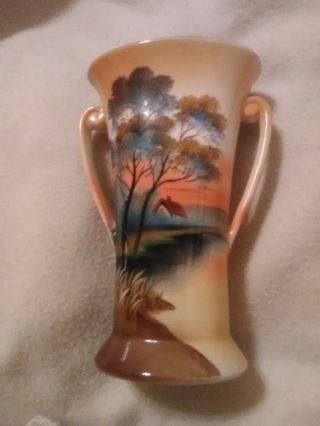 Antique Noritake Hand - Painted (japan) Handled Vase