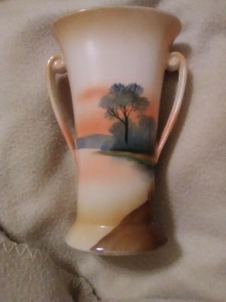 Antique Noritake hand - painted (Japan) handled vase 2