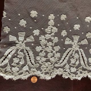 Vintage Carrickmacross Applique Lace Border Fragment - Craft Sew