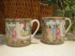 Vintage Japanese 2 Demitasse Porcelain Tea Cups