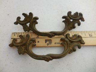 Pair 5 3/8 " Vintage French Provincial Brass Drawer Cabinet Pull