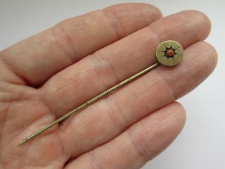 Fine Antique Victorian Coral Glass Cabochon Stock Stick Pin