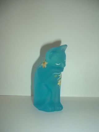 Fenton Lenox Cat Grooming Handpainted artist Signed Blue Figurine 2
