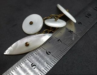Pair MOTHER OF PEARL Antique DOUBLE CUFFLINKS Edwardian c.  1900 - 1920s 5