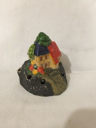 Antique Ceramic Flower Frog Gnome Or Fairy House