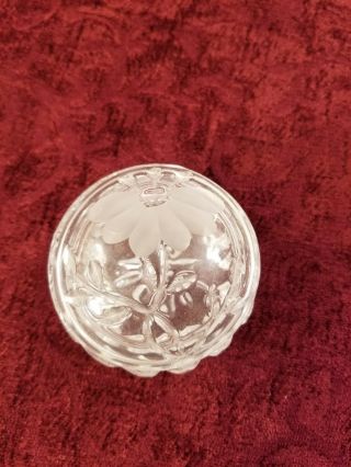 Small 3 " Round Clear Etched Glass Crystal Jewelry Box / Trinket Dish With Lid
