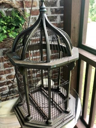 Antique/vintage Bird Cage House Wooden Wire Victorian Dome.
