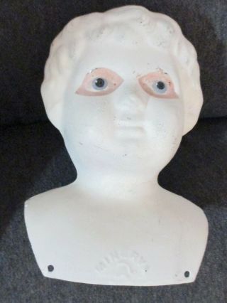 Antique Metal Doll Head 5 1/2 " Minerva Germany 6,  Painted,