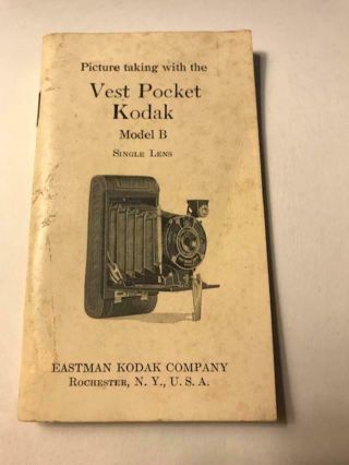 Vintage / Antique Kodak Vest Pocket Camera Model B Instruction Book