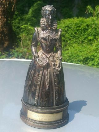 Vintage Gorham Bronze Silver Plated Mary Queen Of Scots Figurine With Wood Base