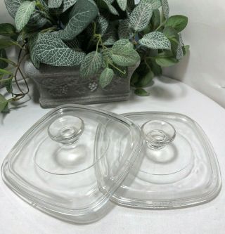 Corningware Clear Glass Top - Two (2) Lids Pyrex A70,  7 1/4 " X 7 1/4 ",