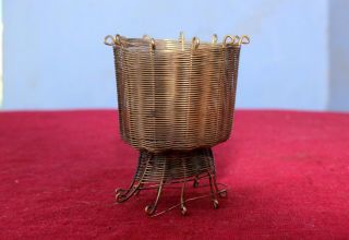 Antique Metal Small Basket For Doll House