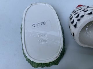 Fitz and Floyd 1992 Chicken Butter Dish And Salt/Pepper Yellow Chicks Poulet 5