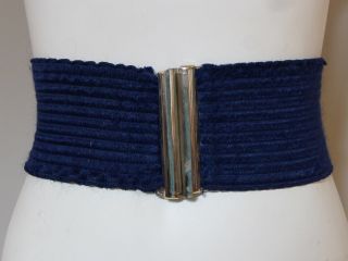 Vintage Retro 80s Waist Blue Stretch Belt Italy Cote D’azur Good