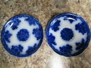 Antique Wharf Pottery 2 Saucers Waldorf Flow Blue Semi Porcelain England