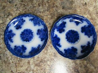 Antique Wharf Pottery 2 Saucers Waldorf Flow Blue Semi Porcelain England 2