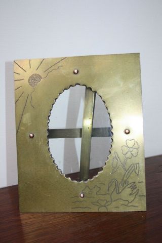 ANTIQUE BRASS TRENCH ART PICTURE PHOTO FRAME 4