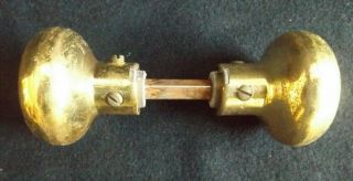 (estate) Vintage Brass Door Knobs W Spindle & Set Screws
