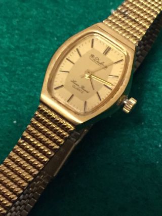 Vintage Dufonte By Lucien Piccard Gold Toned Ladies Watch W/ Battery