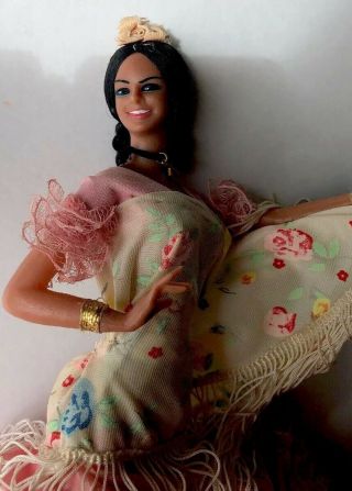 Vintage Marin Spanish/chiclana Flamenco Dancer Doll Figurine Pink Dress 12 "