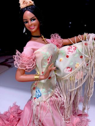 Vintage Marin Spanish/Chiclana Flamenco Dancer Doll Figurine Pink Dress 12 