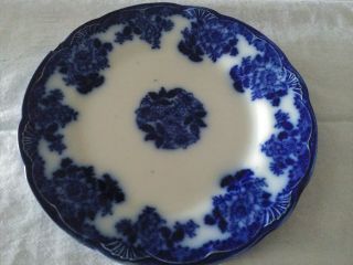 Antique Waldorf Wharf Pottery Semi Porcelain England Flow Blue 10 " Plate