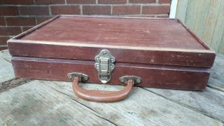 Vintage Wooden Display Box Case With Metal Handle