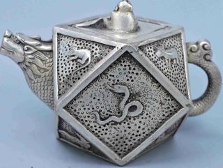 China Collectable Handwork Old Miao Silver Carve Ancient 12 Zodiac Noble Tea Pot