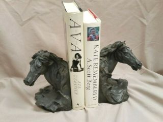 Dark Gray Horse Head Bookends - 6 Inches Tall And Sturdy