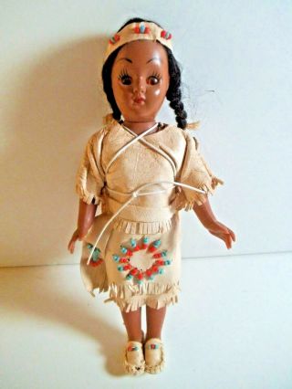 Vintage Native American Indian Girl Doll With Twin Papoose Babies 7 " Sleepy Eye